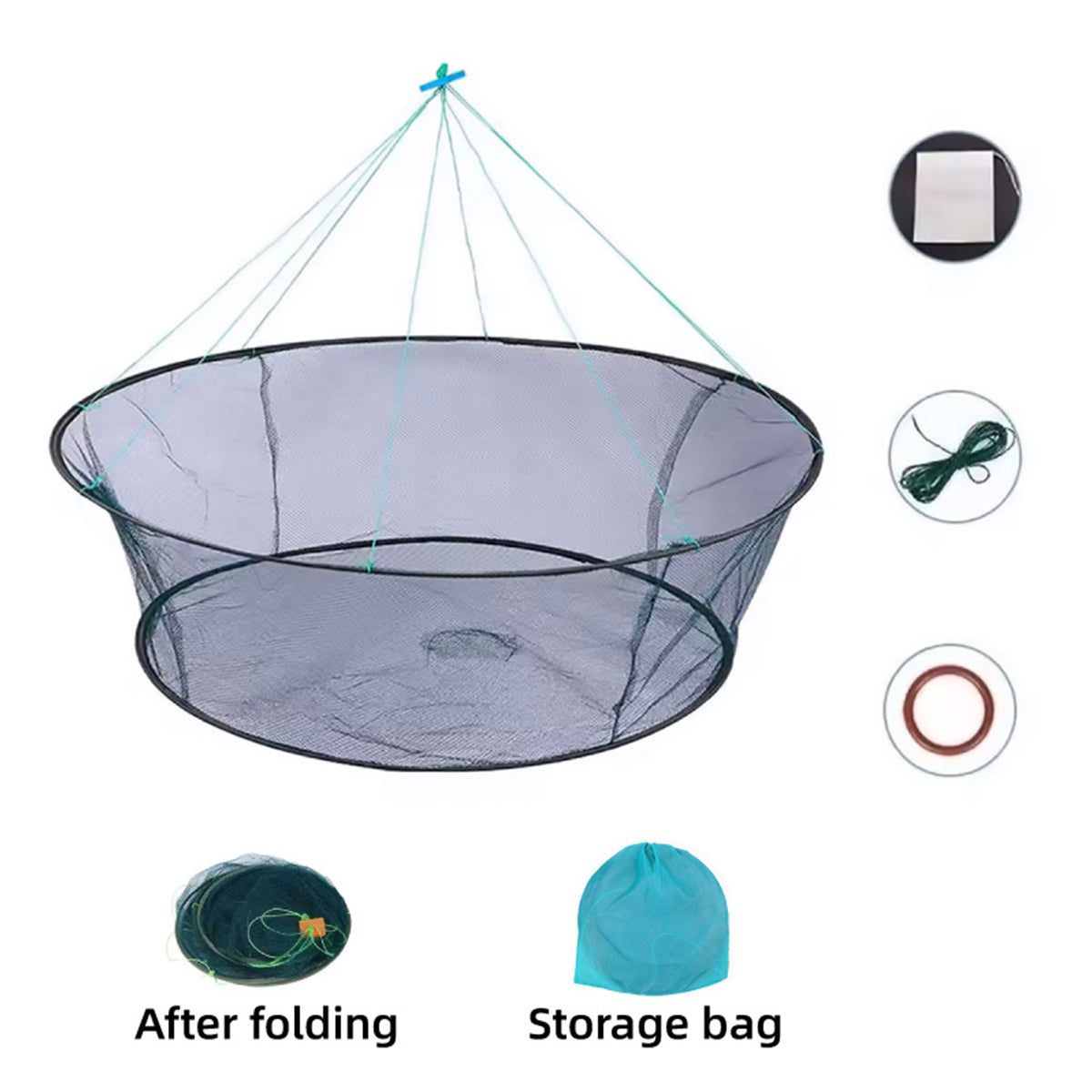Folding Fishing Net Round Nylon Trap for Fish & Crustaceans