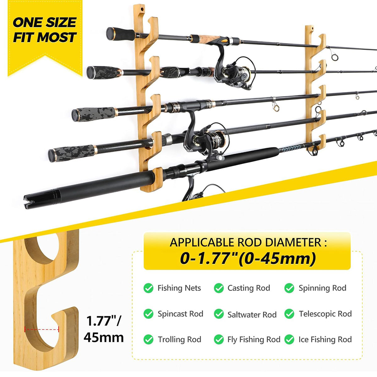 Bamboo Fishing Rod Rack – Wall & Ceiling Mounted Holder