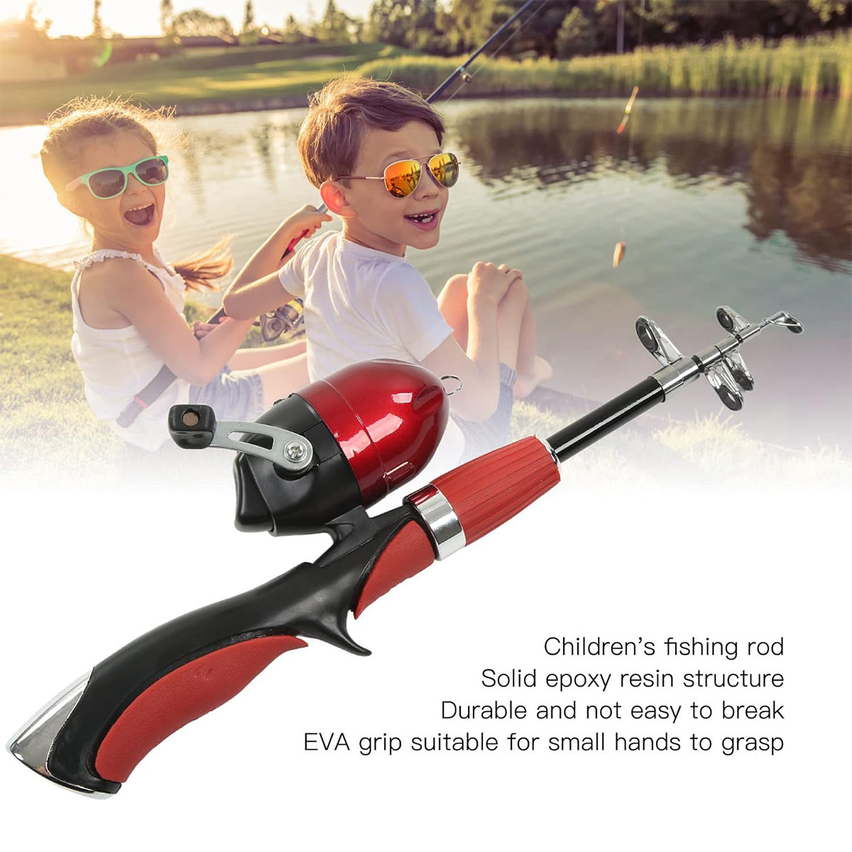 Mini Retractable Fishing Rod for Kids with EVA Grip and Compact Design