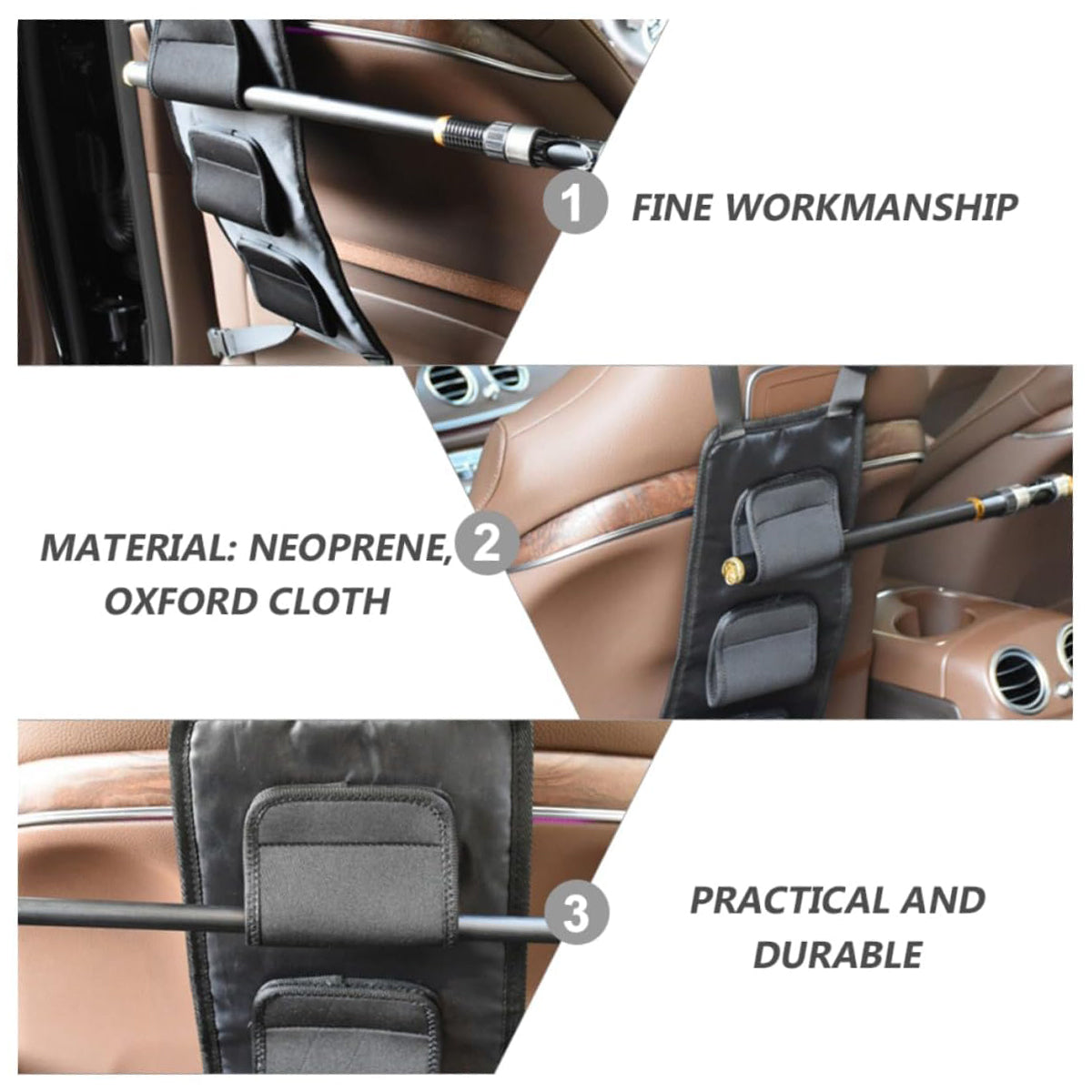 Car Mounted Fishing Rod Holder Rack 2 Pack Adjustable Backseat Storage Straps