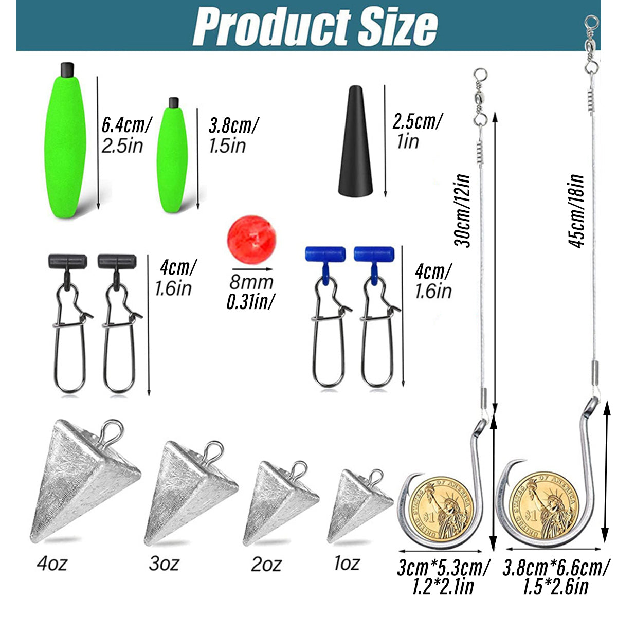 78PCS Saltwater Surf Fishing Gear Set with Hooks Sinkers Floats