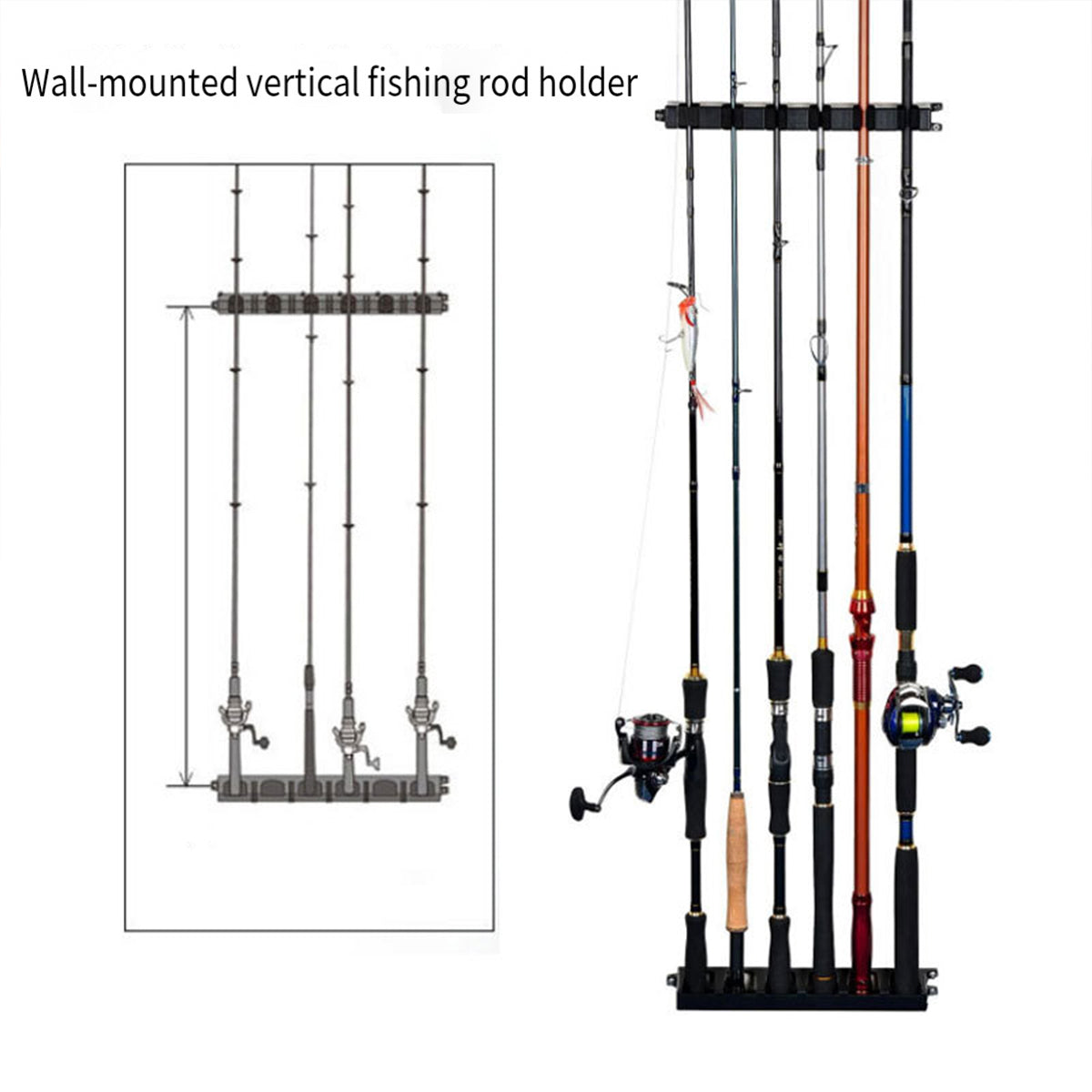 Wall Mounted Fishing Rod Rack Plastic Rod Holder With Foam Slots