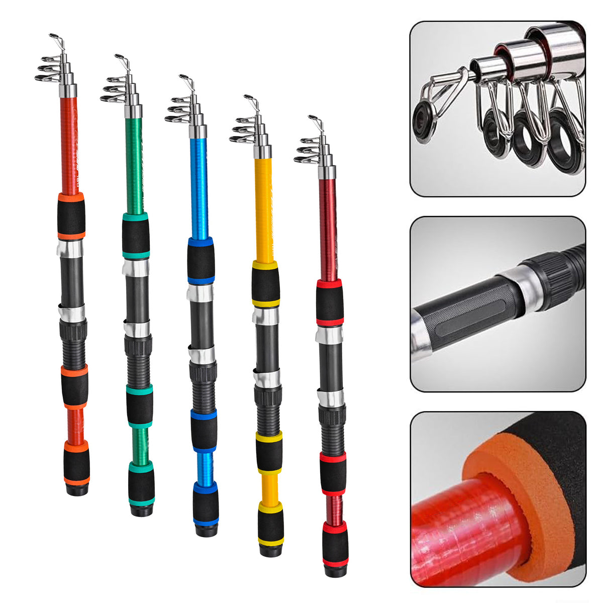 Telescopic Fishing Rod Durable Glass Steel Lightweight Portable Pole