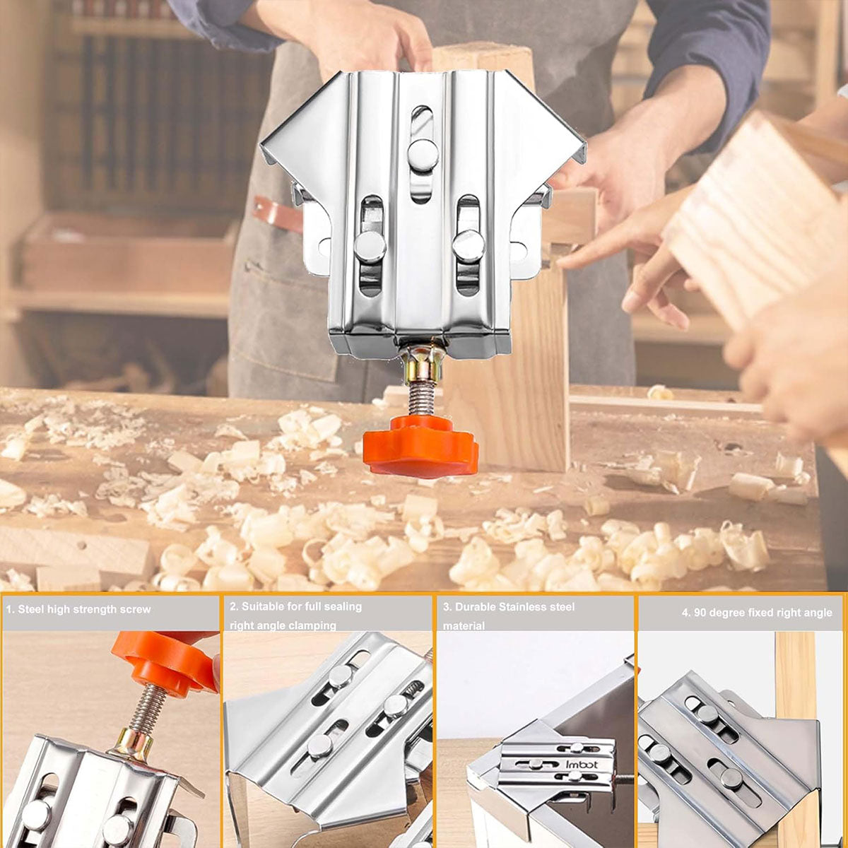 Stainless Steel Right Angle Clamps Adjustable for Woodworking