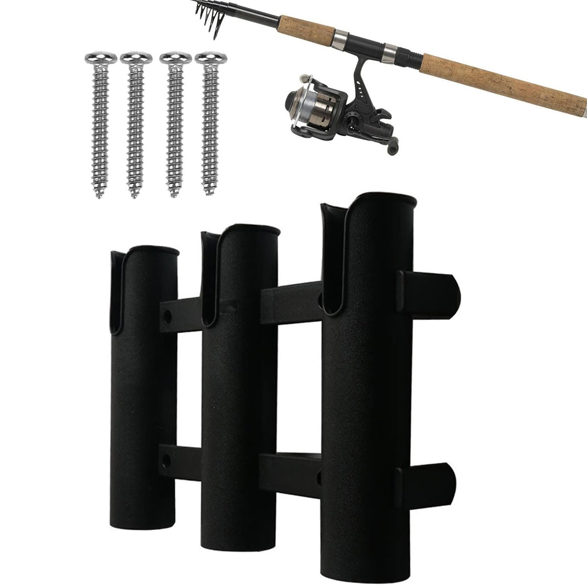 Adjustable Boat Fishing Rod Holder with 3 Slots for Kayaks and Docks