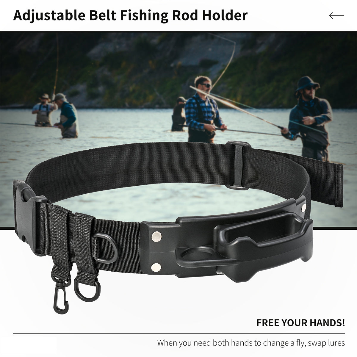 Fly Fishing Hand Rod Holder Adjustable Belt Rod Holder for Fishing Belts Wading