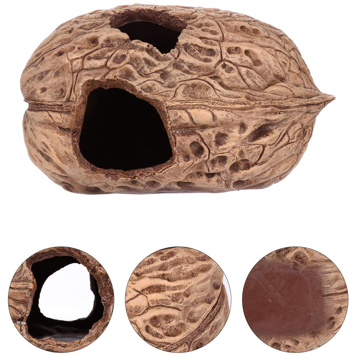 Walnut-Inspired Resin Climbing Shelter for Reptiles and Small Pets