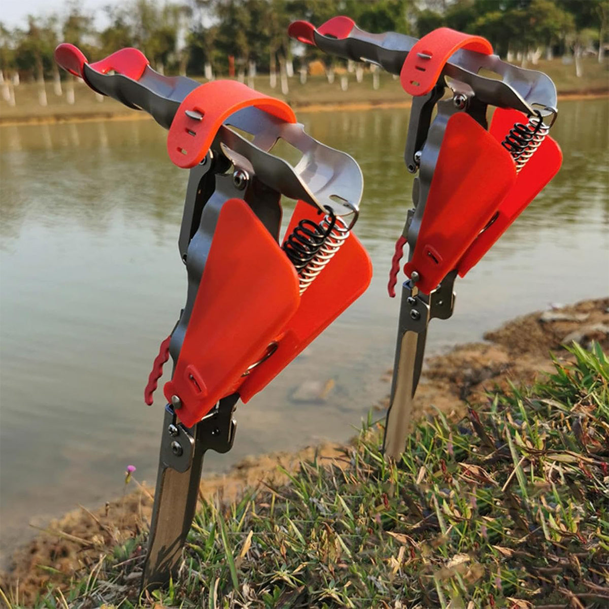 Automatic Fishing Rod Holder Stainless Steel Spring Loaded Ground Stand