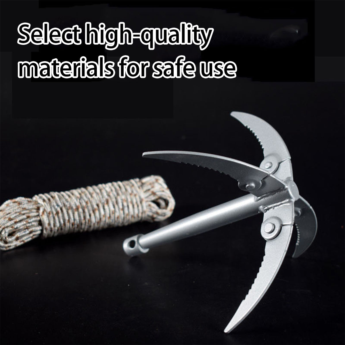 Stainless Steel Four-Claw Anchor Knife with Rope and Carabiner