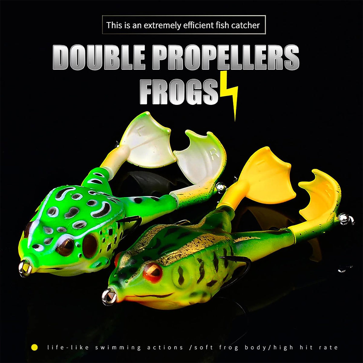 3PCS Bionic Frog Fishing Lures with Double Hooks for Freshwater