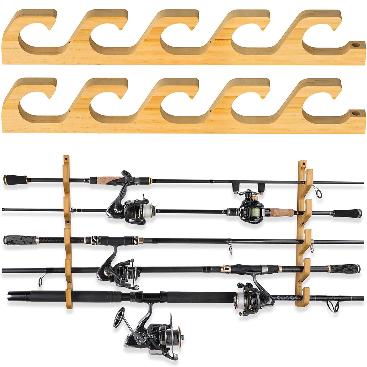 Bamboo Fishing Rod Rack – Wall & Ceiling Mounted Holder