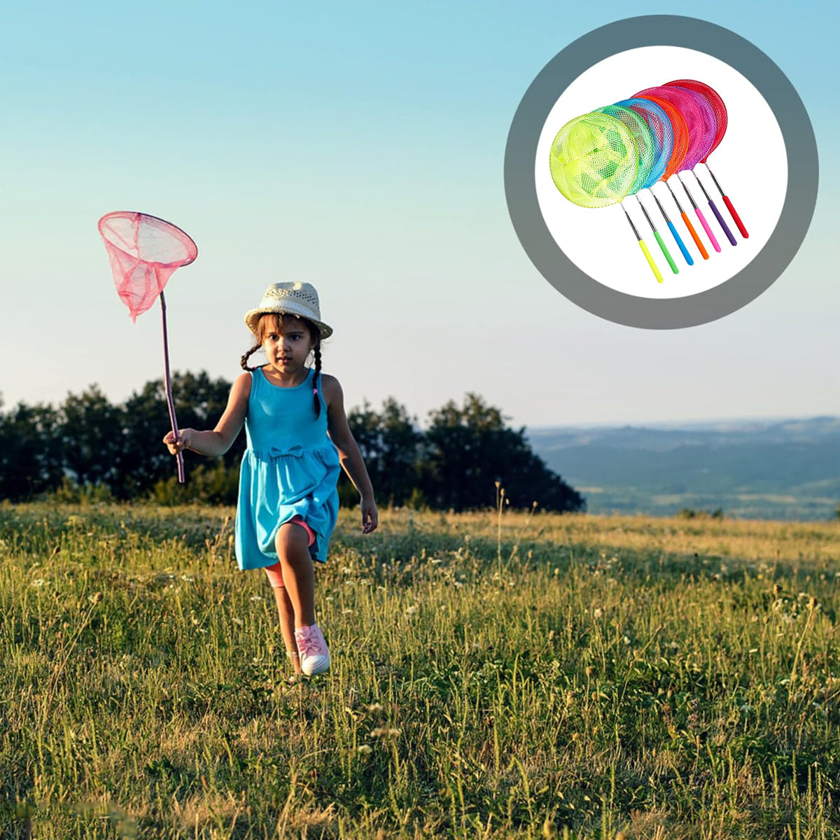 7pcs Telescopic Fishing Nets Colourful Stainless Steel Insect Butterfly Catcher