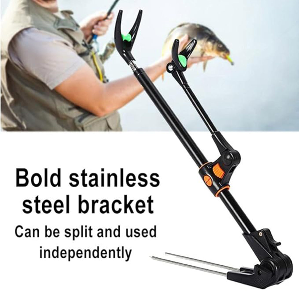 Adjustable Telescopic Fishing Rod Holder with 90° Rotating Head
