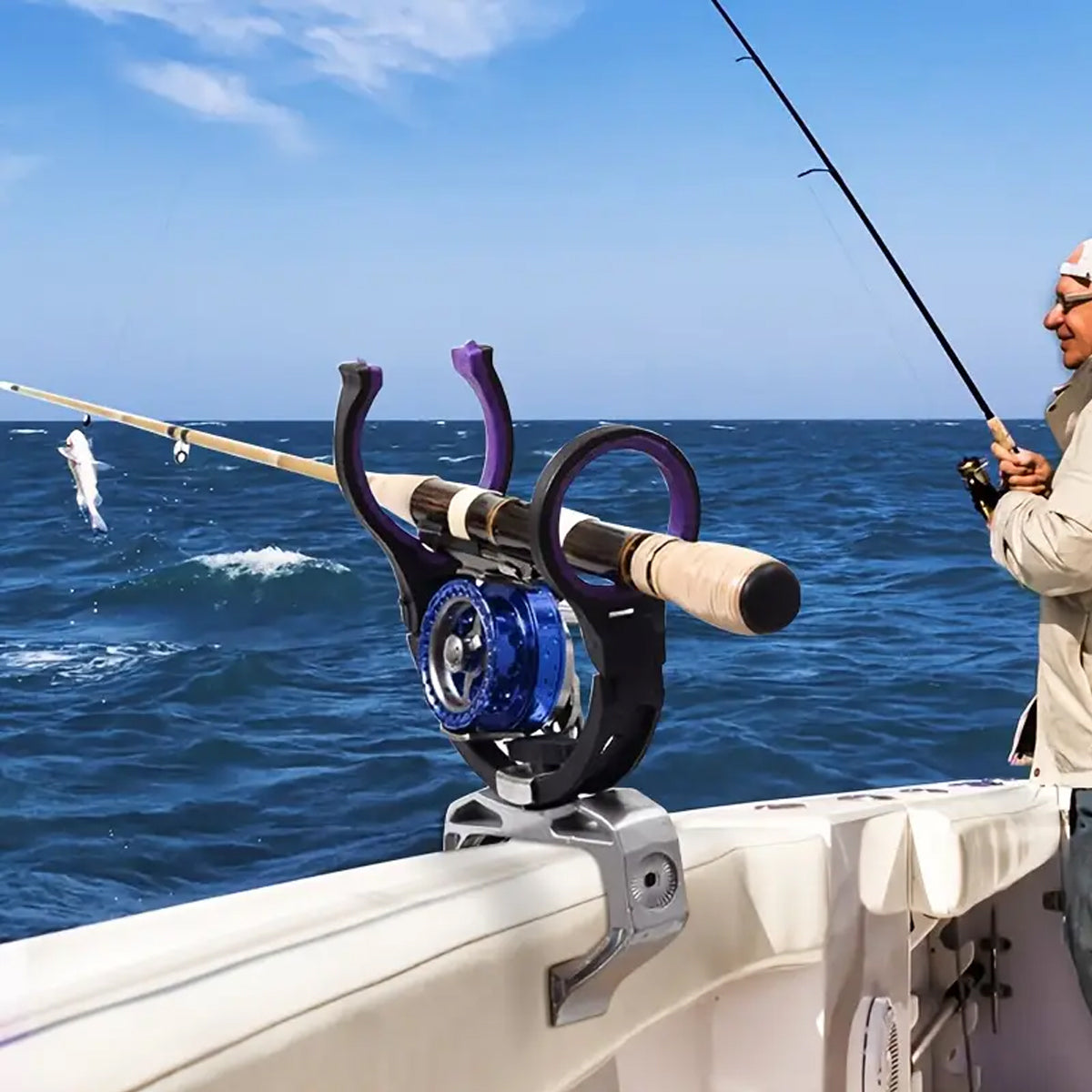 Adjustable Boat Fishing Rod Holder Clamp-on Pole Bracket Pod Rest Fishing Stand