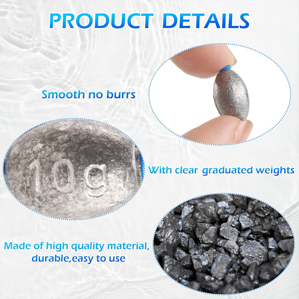 Egg-Shaped Lead Sinker – 35PCS Fishing Weights with Core Groove