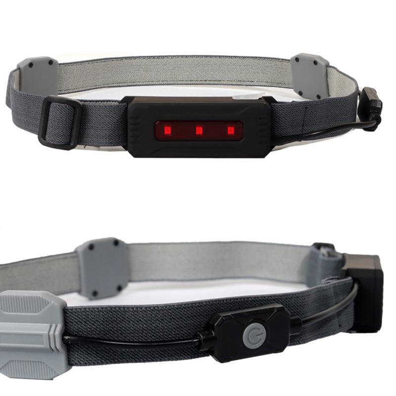 Rechargeable LED Headlamp Wide Beam COB Light with Rear Warning