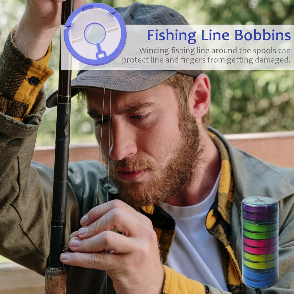 Fishing Tackle Box Line Organizer with Multiple Axes