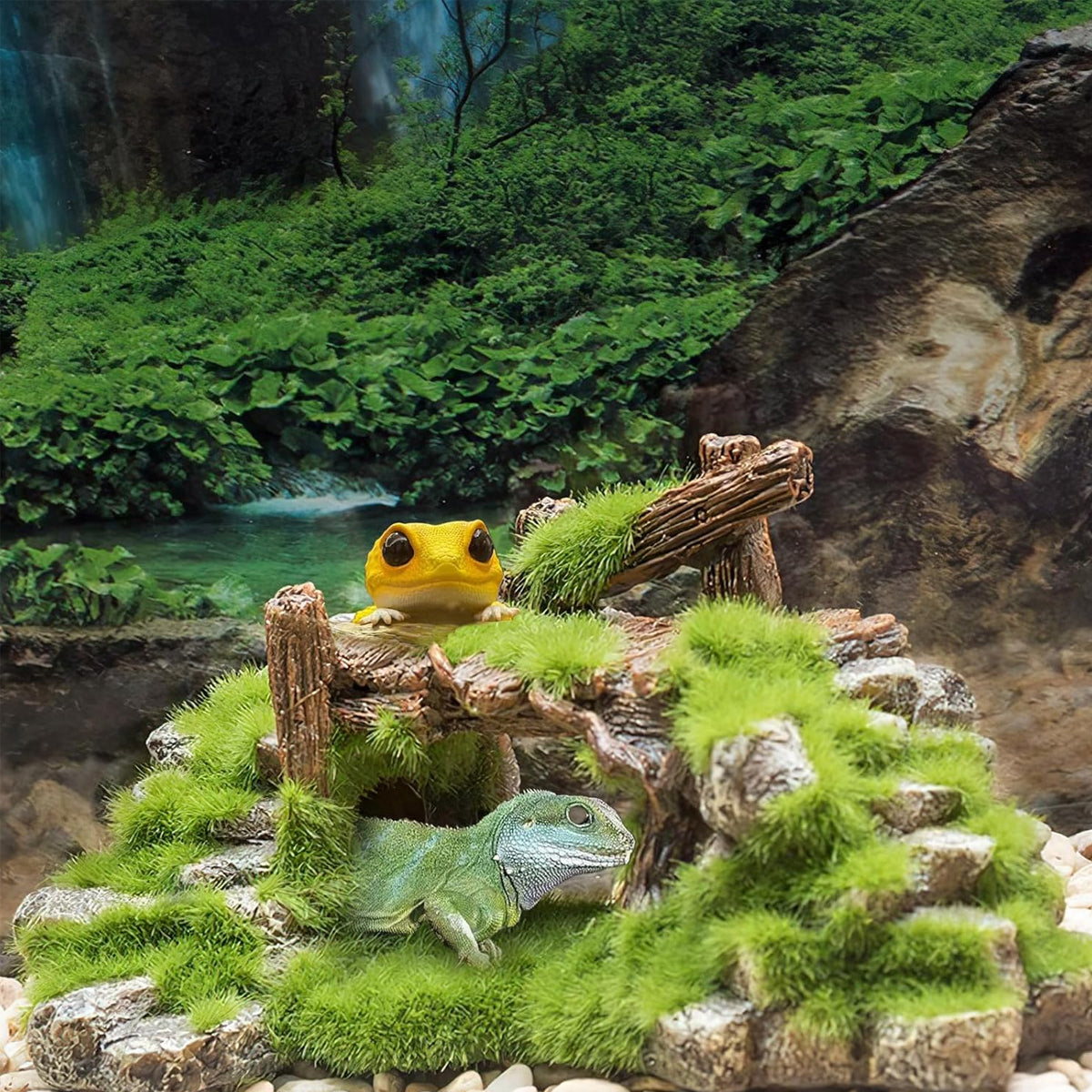 Resin Moss Bridge Decoration Aquarium Ornament For Fish & Turtle Tanks
