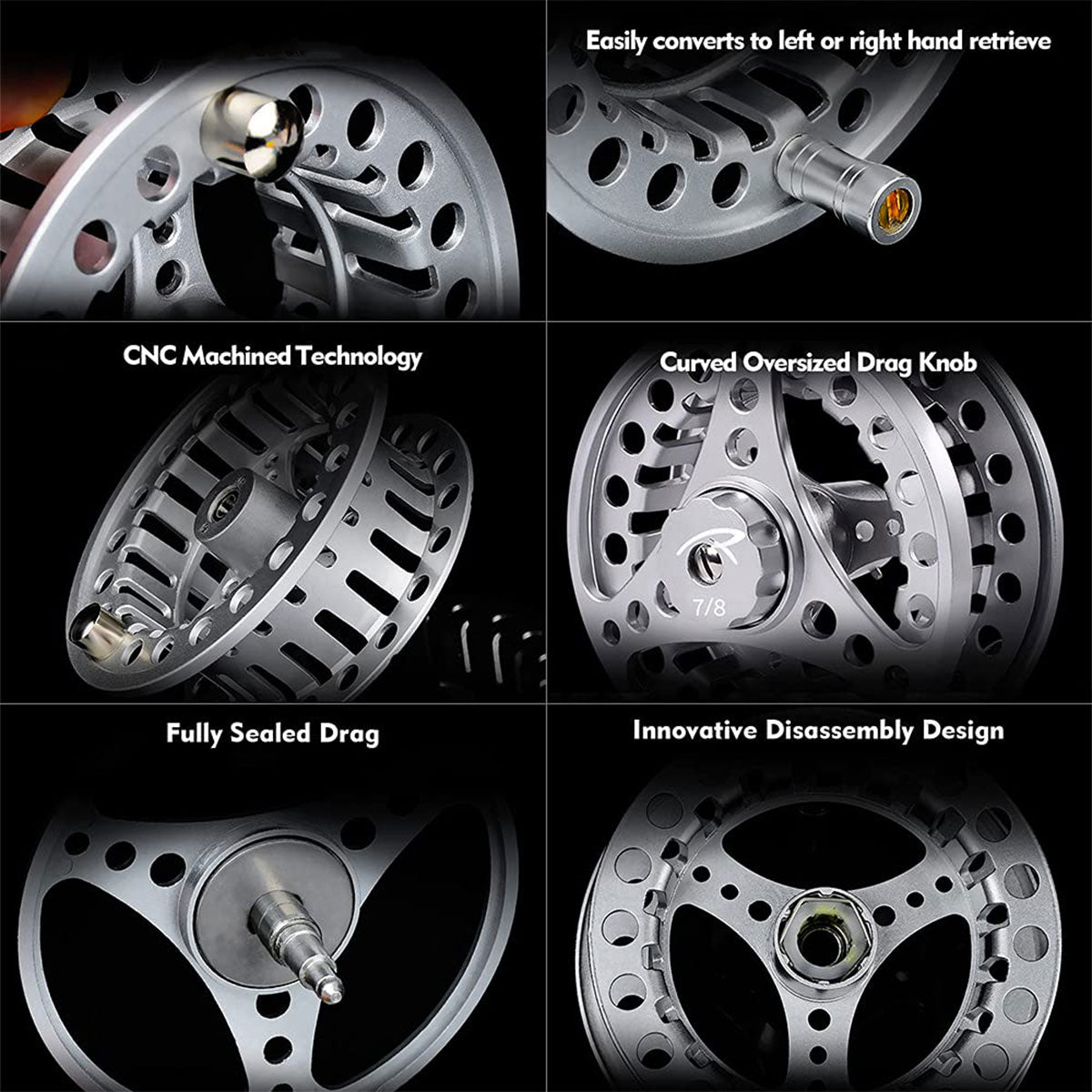 Aluminum Fly Fishing Reel CNC Machined Large Arbor Design
