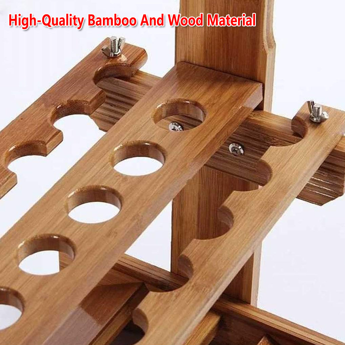 Wooden Fishing Rod Rack Bamboo Stand Holds 21 Rods For Storage