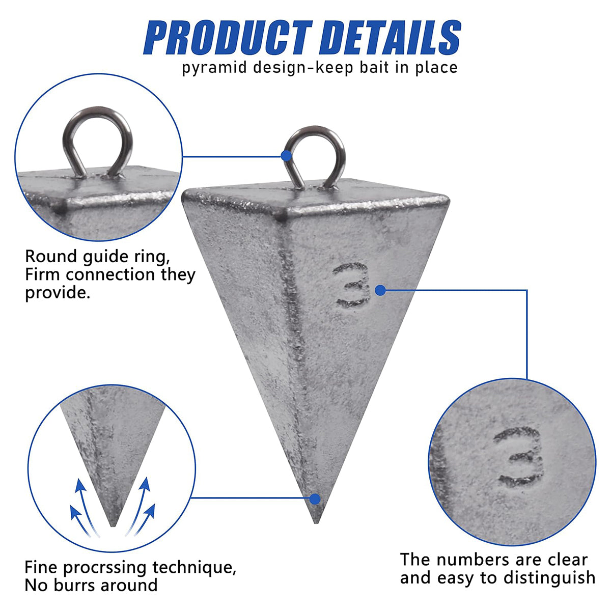 Four-Sided Triangular Lead Sinker Pyramid Fishing Weights