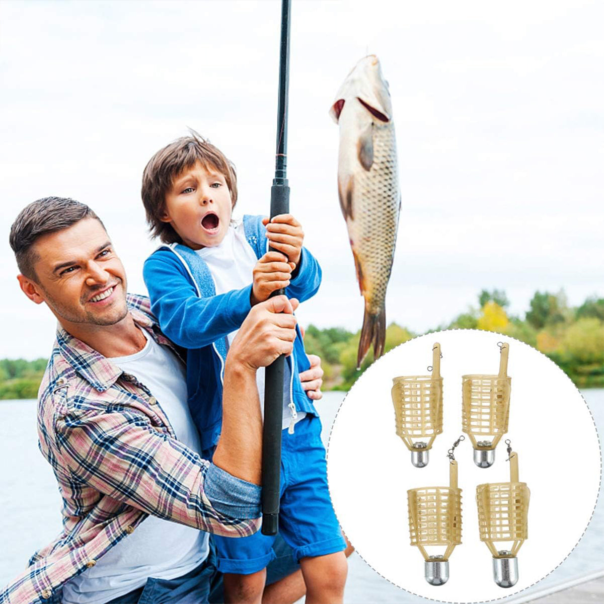 Feeder Bait Cage Set For Carp Fishing Freshwater Durable 4pcs