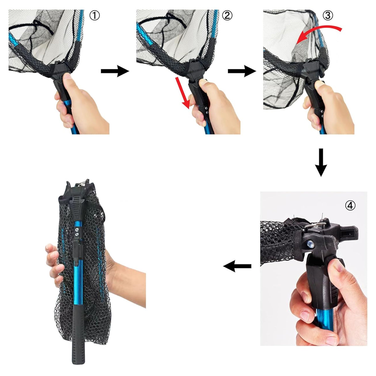 Folding Fishing Net Telescopic Aluminum Alloy Scoop Net Handheld Triangle Mesh