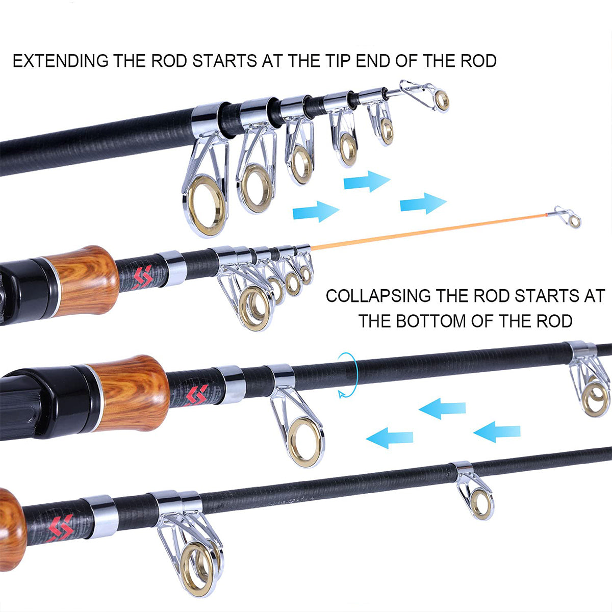 Telescopic Imitation Wood Fishing Rod Ultra Lightweight Portable Fishing Pole