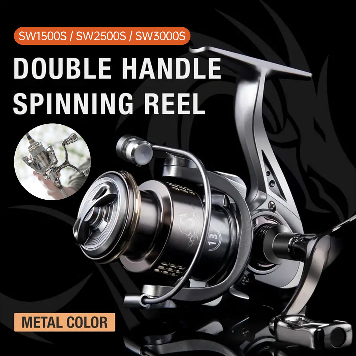 Double Handle Fishing Reel Lightweight Carbon Spinning Reel