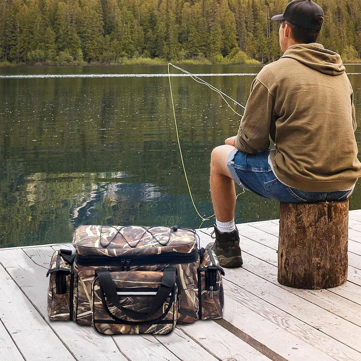 Large Capacity Fishing Tackle Bag Multi Functional Single Shoulder Gear Storage