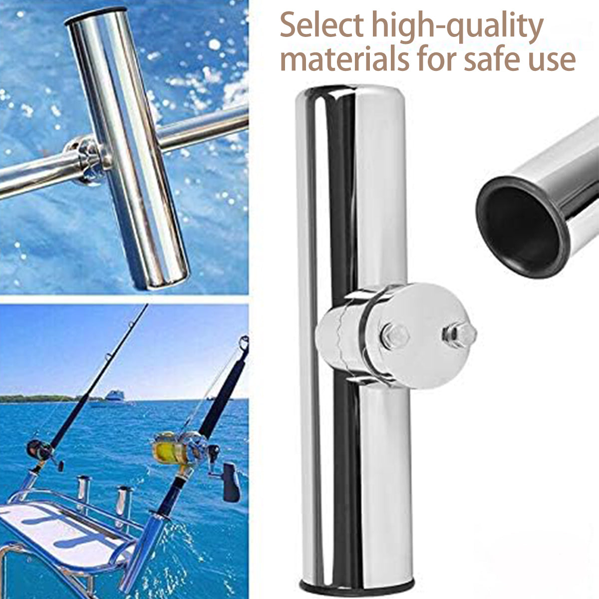 Stainless Steel Fishing Rod Holder 360° Adjustable Clamp-On Boat Mount