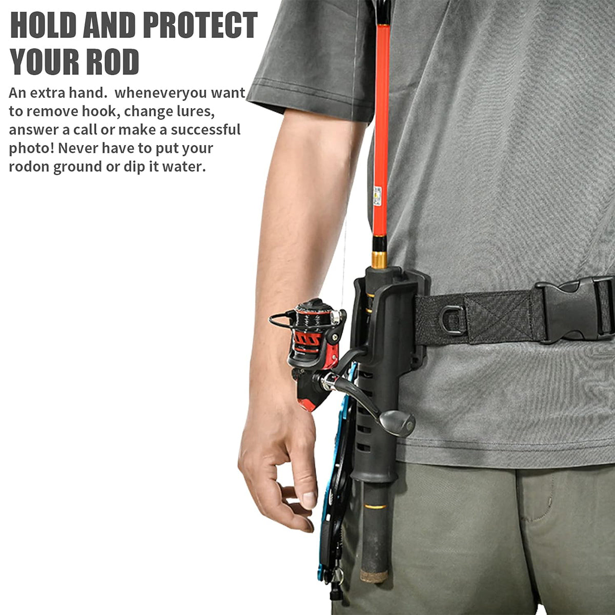 Fishing Wading Belt Rod Holder Adjustable Wader Fishing Waist Belt Fly Fishing