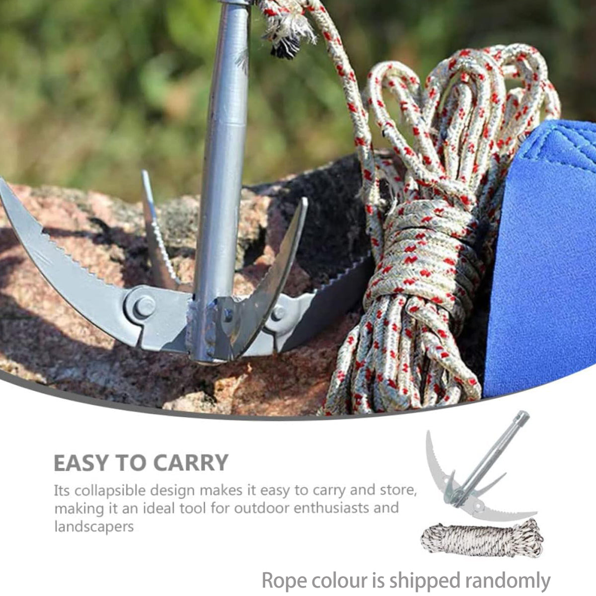 Stainless Steel Four-Claw Anchor Knife with Rope and Carabiner