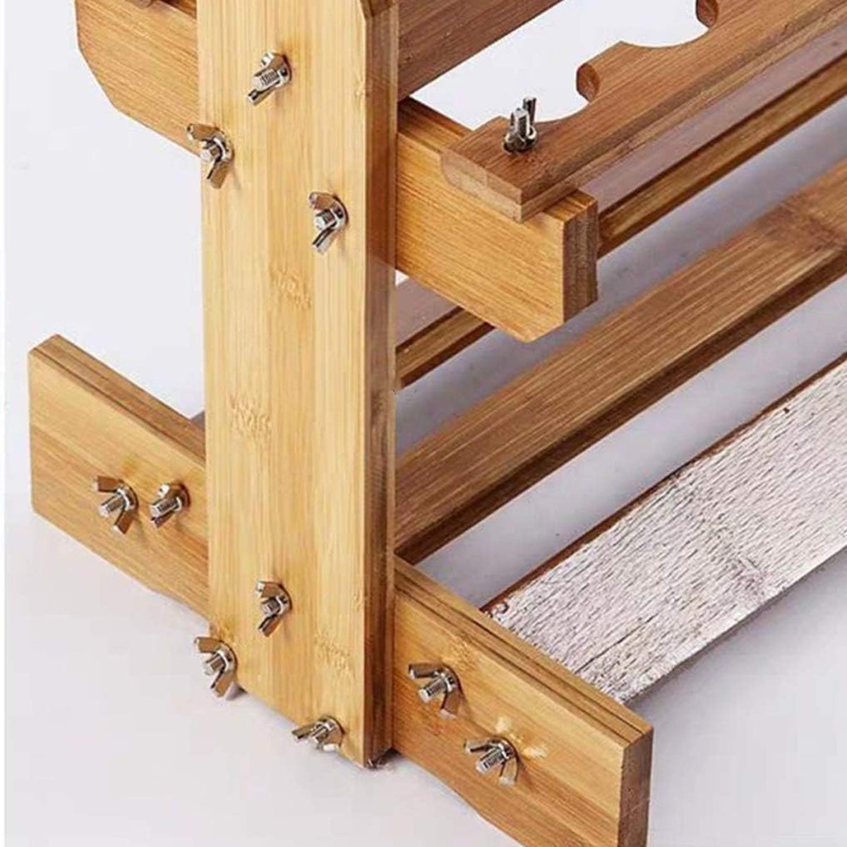 Wooden Fishing Rod Rack Bamboo Stand Holds 21 Rods For Storage