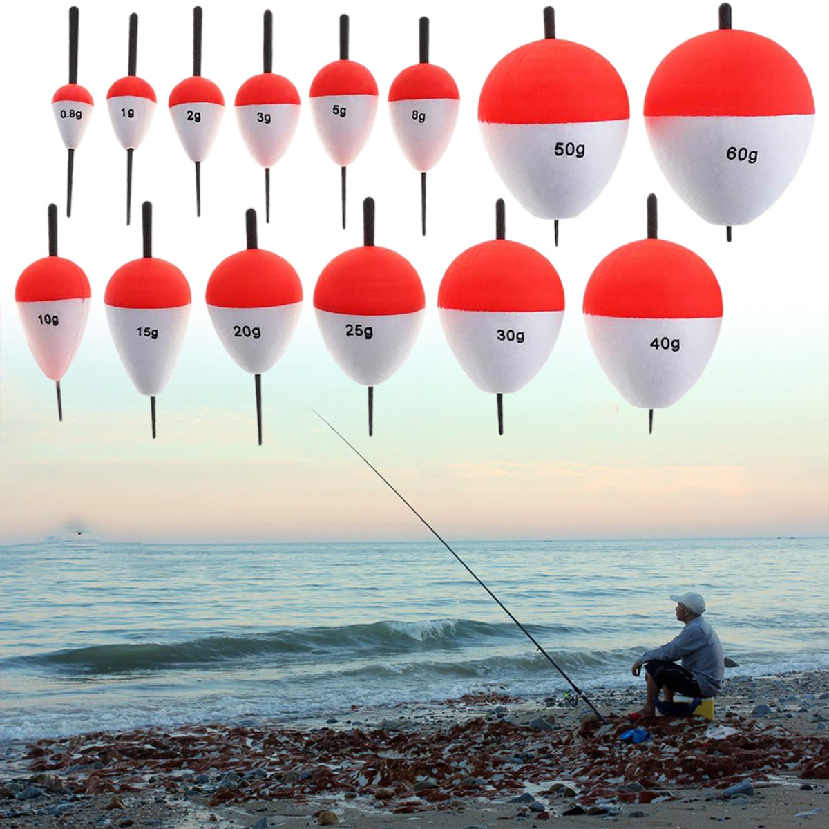 Fishing Floats Set 14PCS Lightweight EVA Bite Indicators