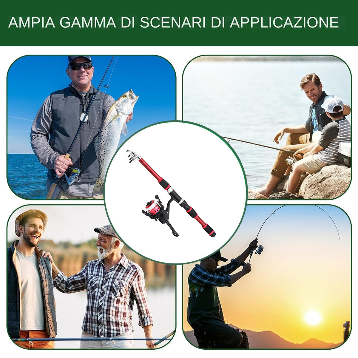 Telescopic Fishing Rod Set with Reel Tackle Box and Carrying Case