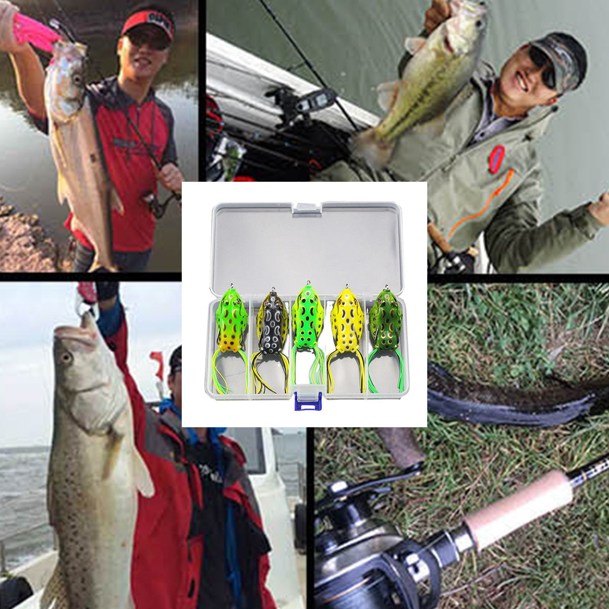 5PCS Soft Frog Lures Set for Bass Pike Fishing in Freshwater & Saltwater