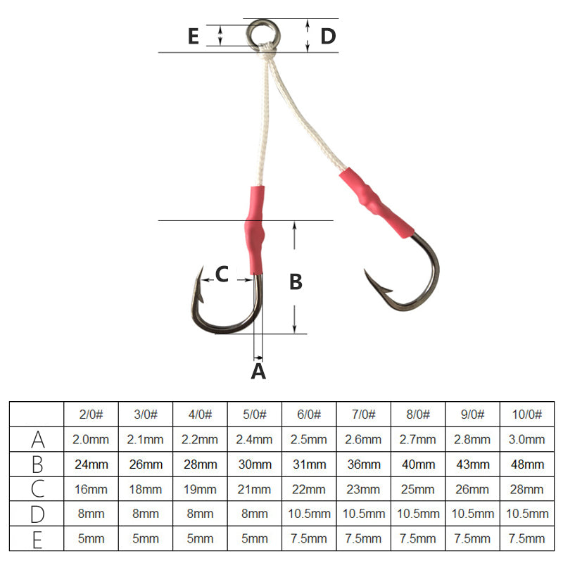 4PCS Twin Assist Jig Hooks for Micro & Slow Pitch Jigs