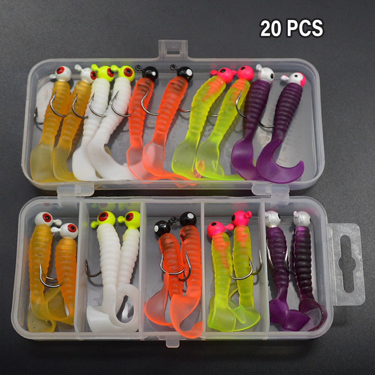 20pcs Bionic Soft Fishing Bait Set With Lead Hooks Freshwater Saltwater