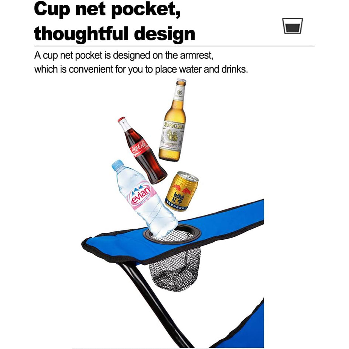 Armrest Camping Fishing Folding Chair With Cup Holder
