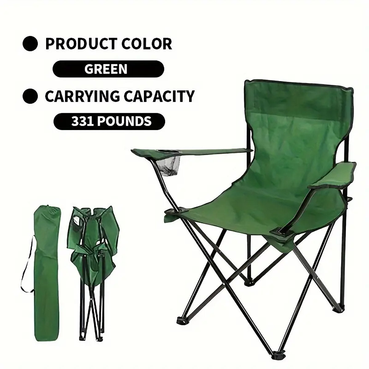 Armrest Camping Fishing Folding Chair With Cup Holder