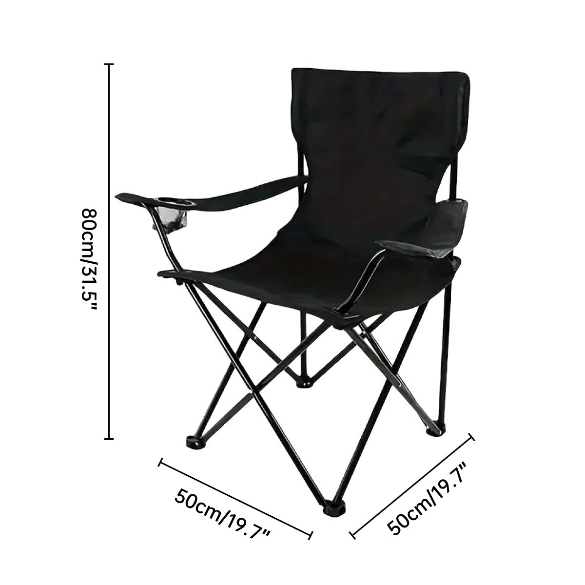 Armrest Camping Fishing Folding Chair With Cup Holder