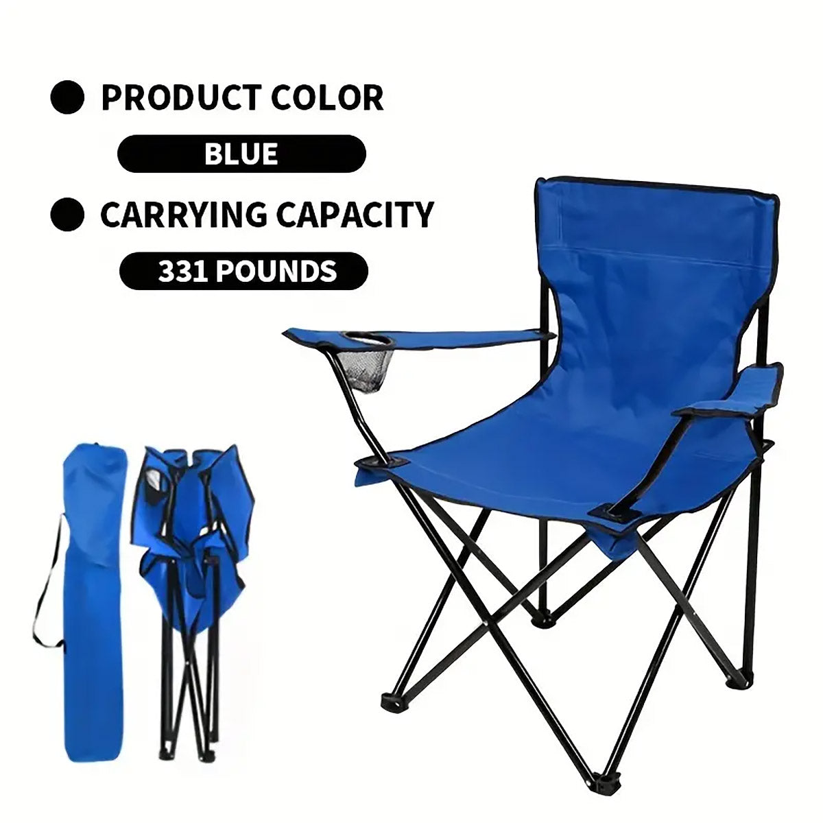 Armrest Camping Fishing Folding Chair With Cup Holder