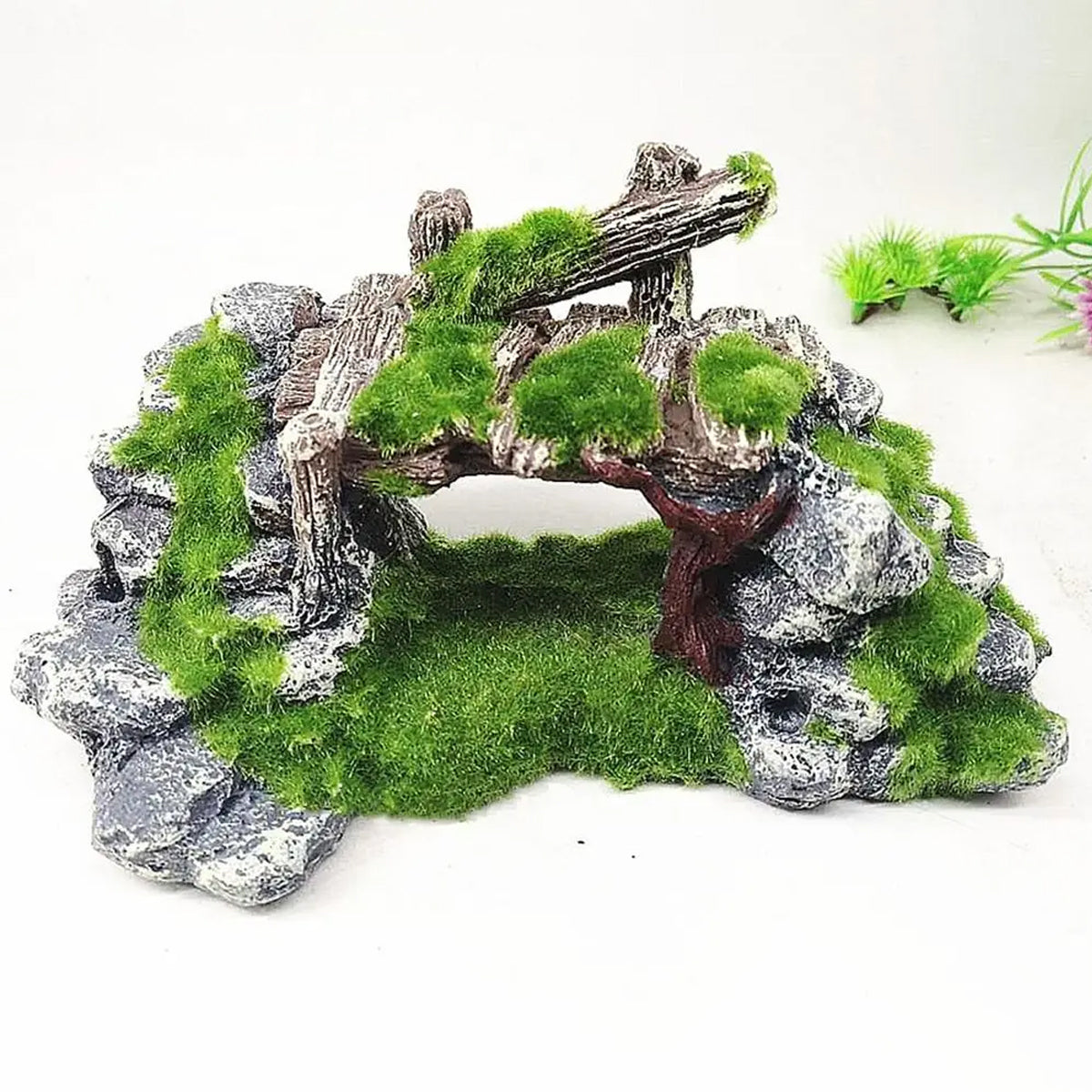 Resin Moss Bridge Decoration Aquarium Ornament For Fish & Turtle Tanks