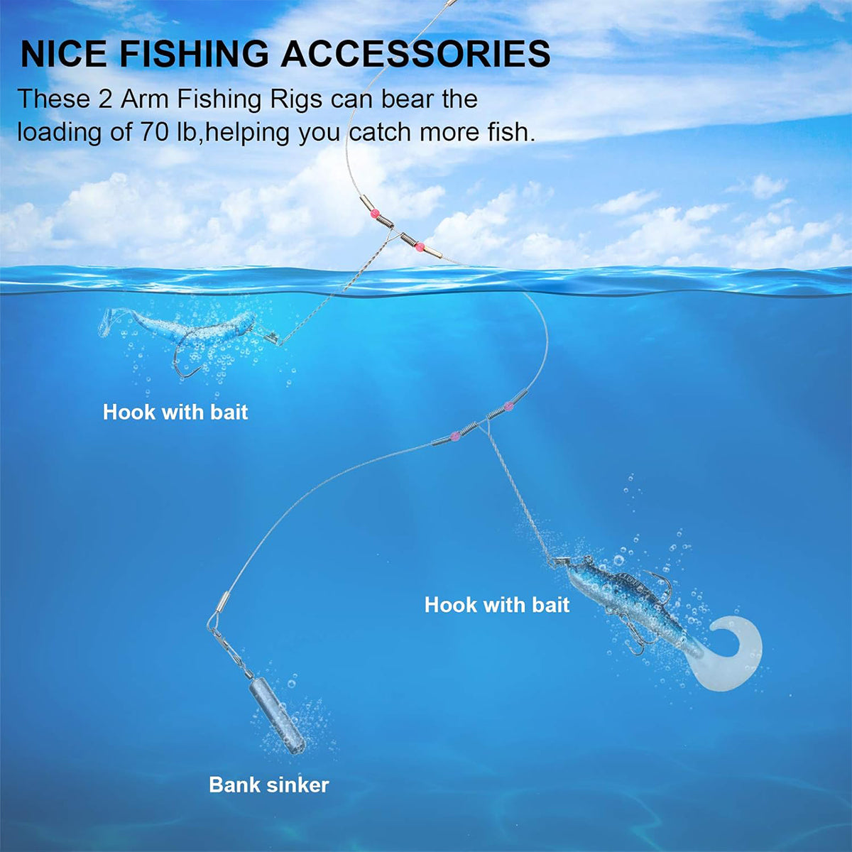 Stainless Steel Fishing Leader Rigs Anti-Winding Wire with Snaps