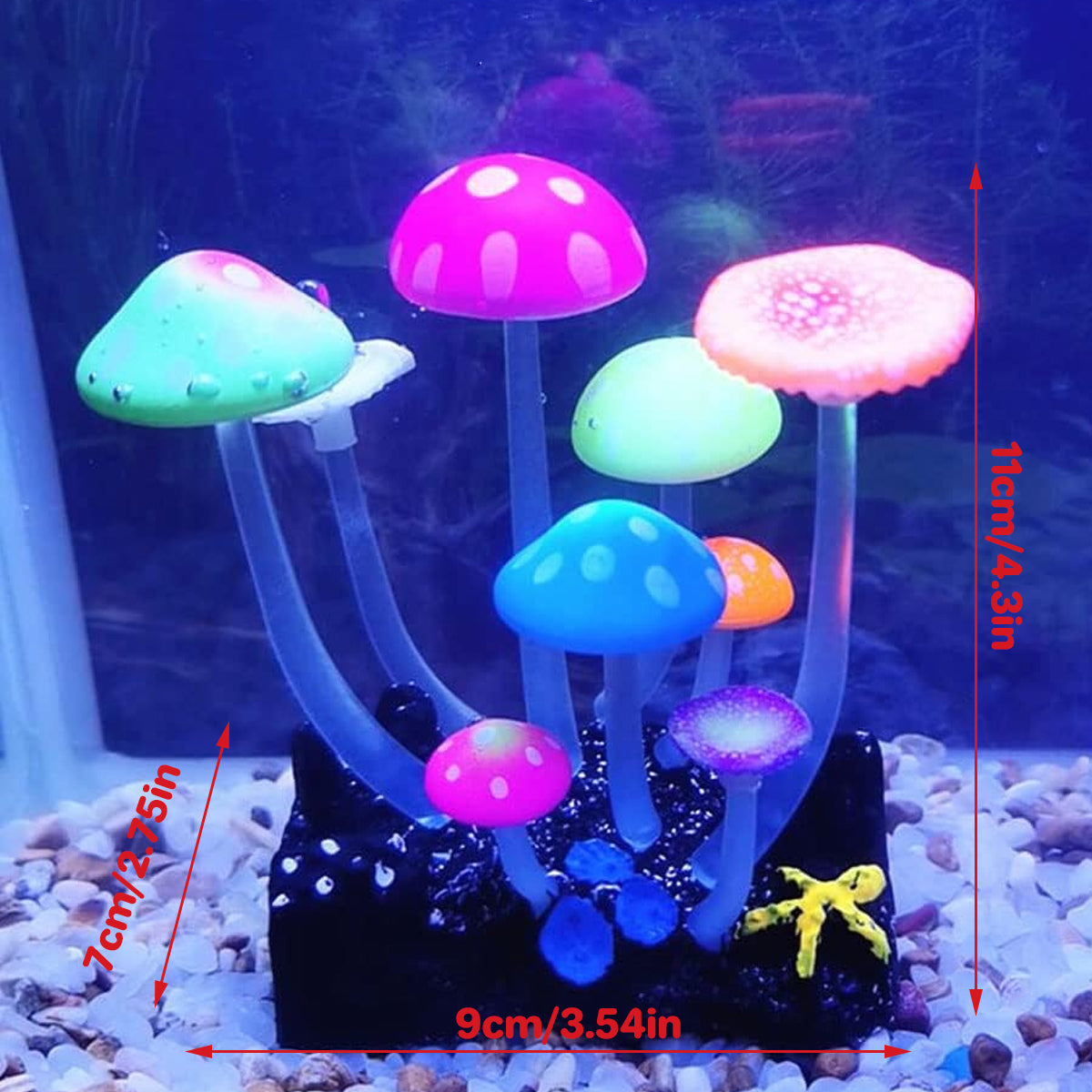 Simulation Mushroom Aquarium Ornament 9-Piece Fluorescent Decoration