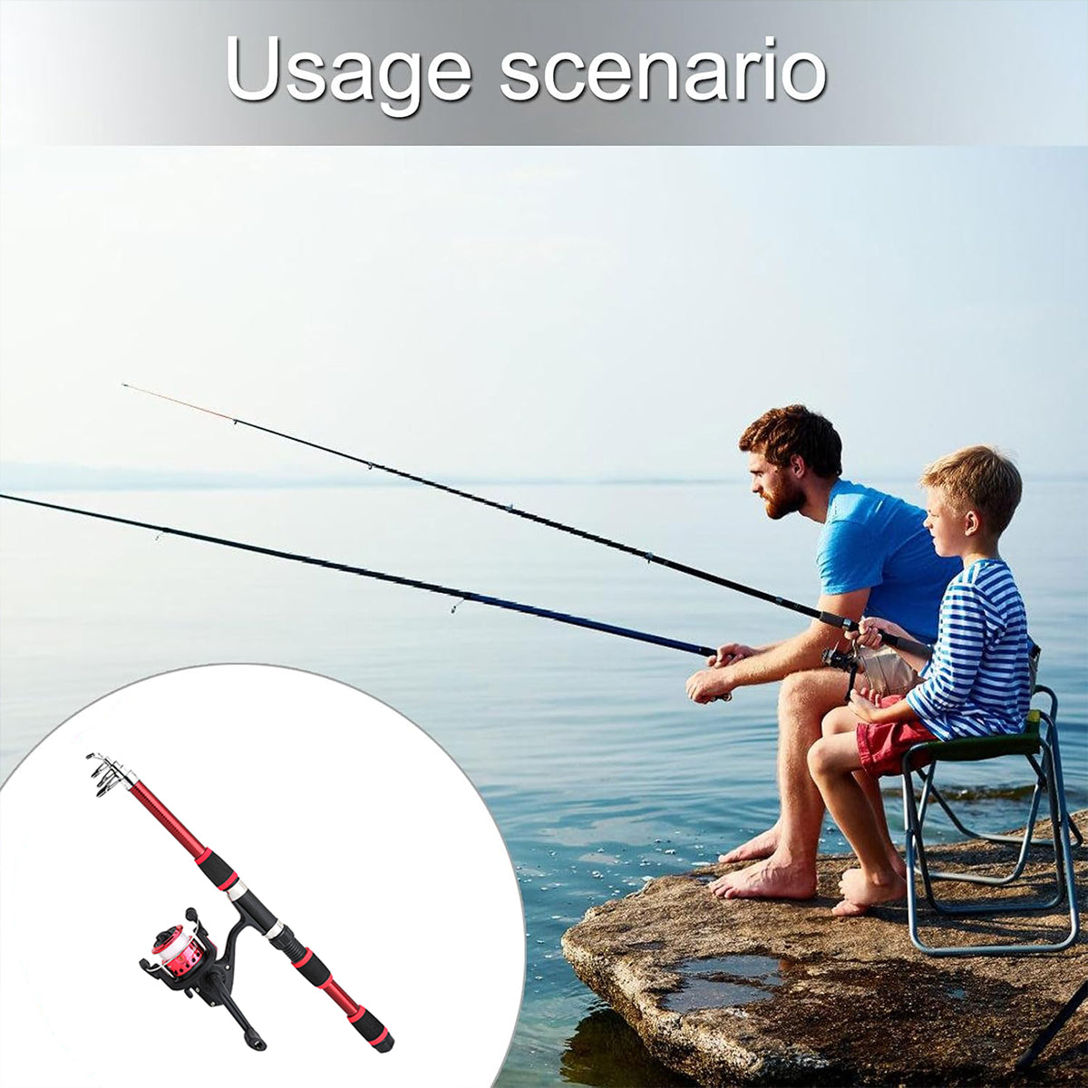Telescopic Fishing Rod Set with Reel Tackle Box and Carrying Case