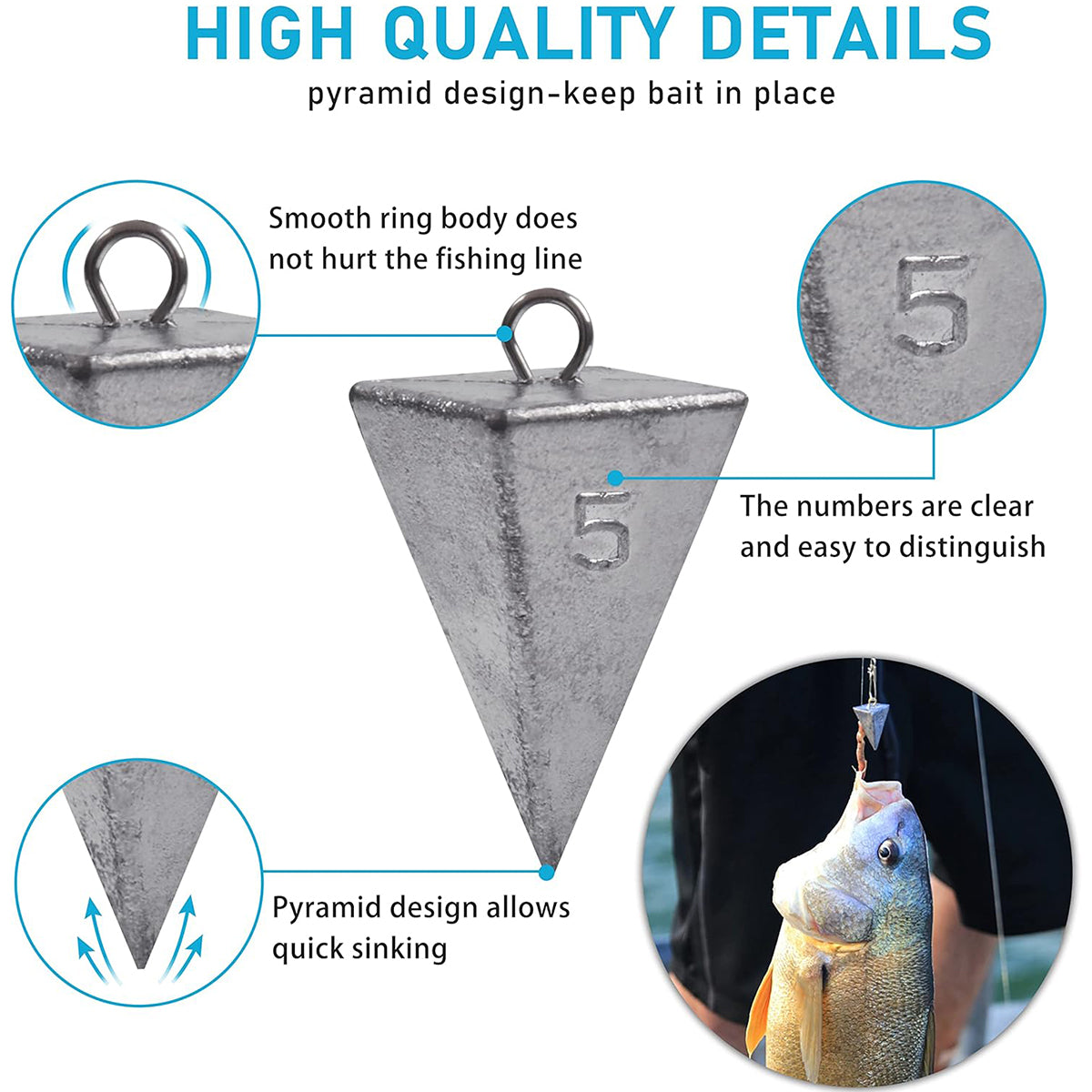 Four-Sided Triangular Lead Sinker Pyramid Fishing Weights