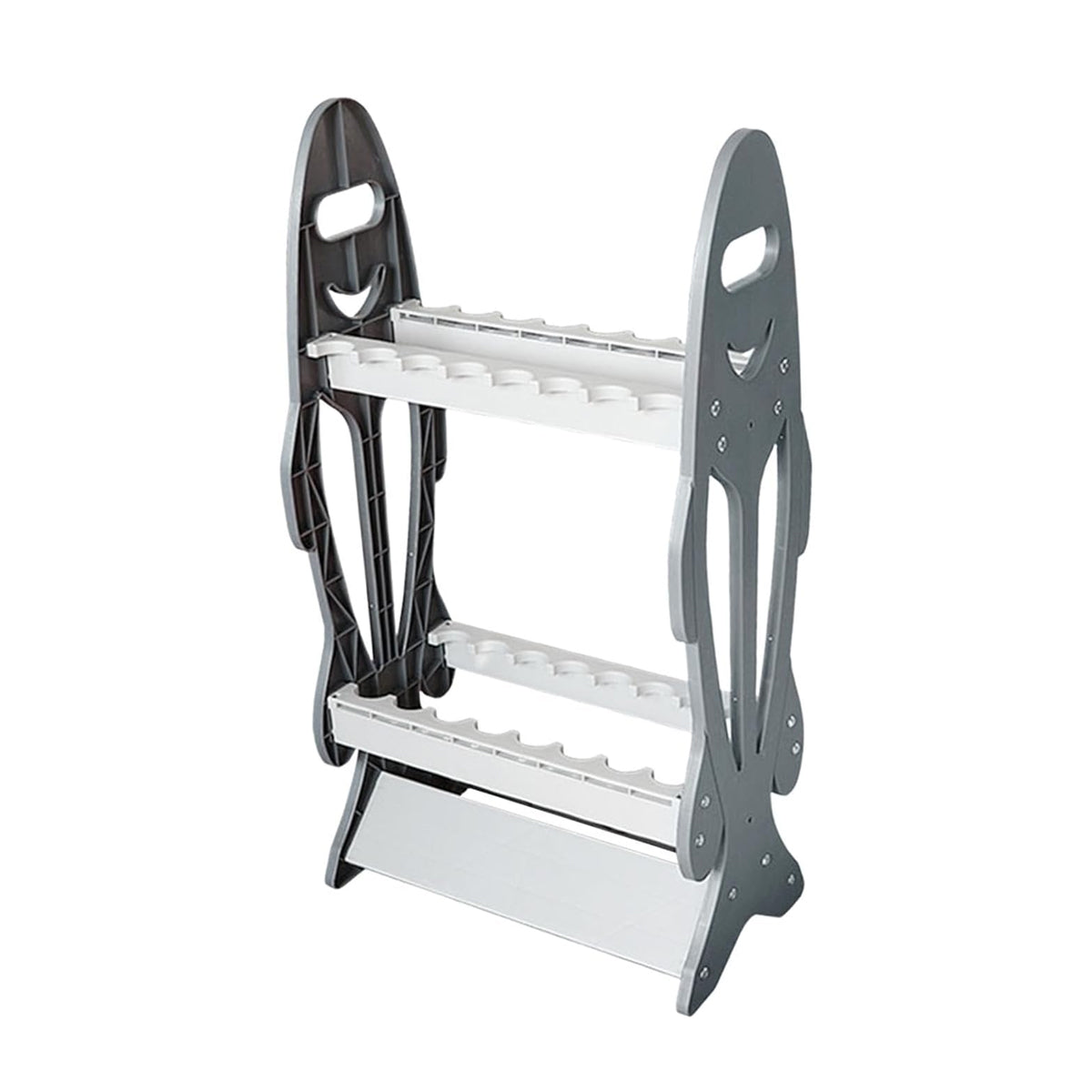 ABS Fishing Rod Display Rack Double Row Stand Holds 16 Rods