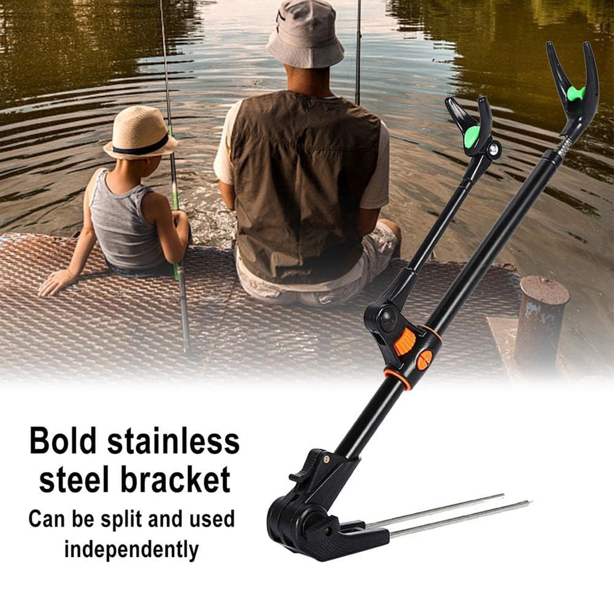 Adjustable Telescopic Fishing Rod Holder with 90° Rotating Head